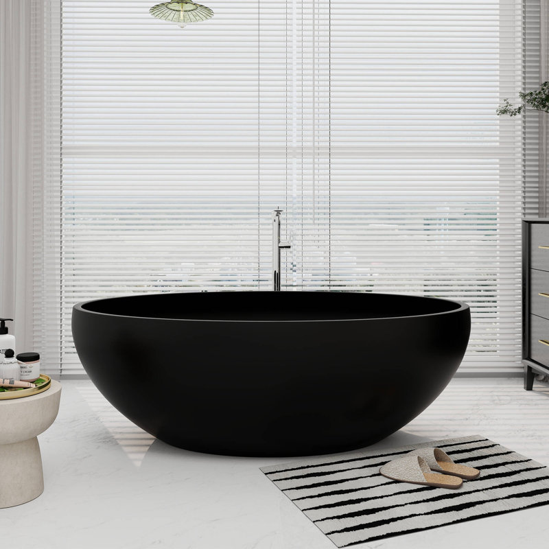 Baignoire de trempage autoportante 67 po. X 39 po. 67 po x 39 po, Noir mat
