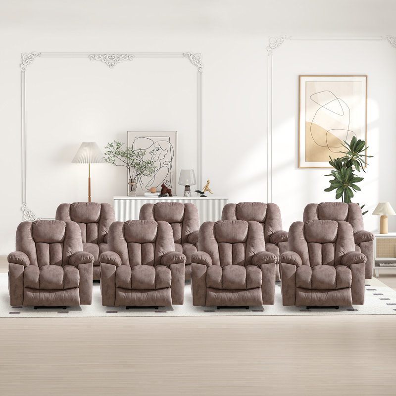 Fauteuil de massage inclinable électrique ultra doux et surdimensionné, Microfibres et suédine chameau