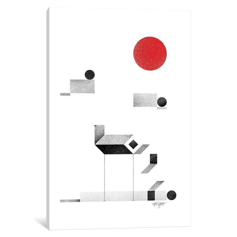 I, impression sur toile tendue Openspace, H 24 po x l 16 po x P 1 po, Papier d'art encadré noir, Blanc