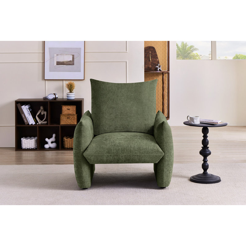 Chaise d'appoint moderne en chenille, canapé simple surdimensionné de 34,3 po avec coussin moelleux, fauteuil de lecture rembourré doux pour le salon, le petit espace et la chambre à coucher