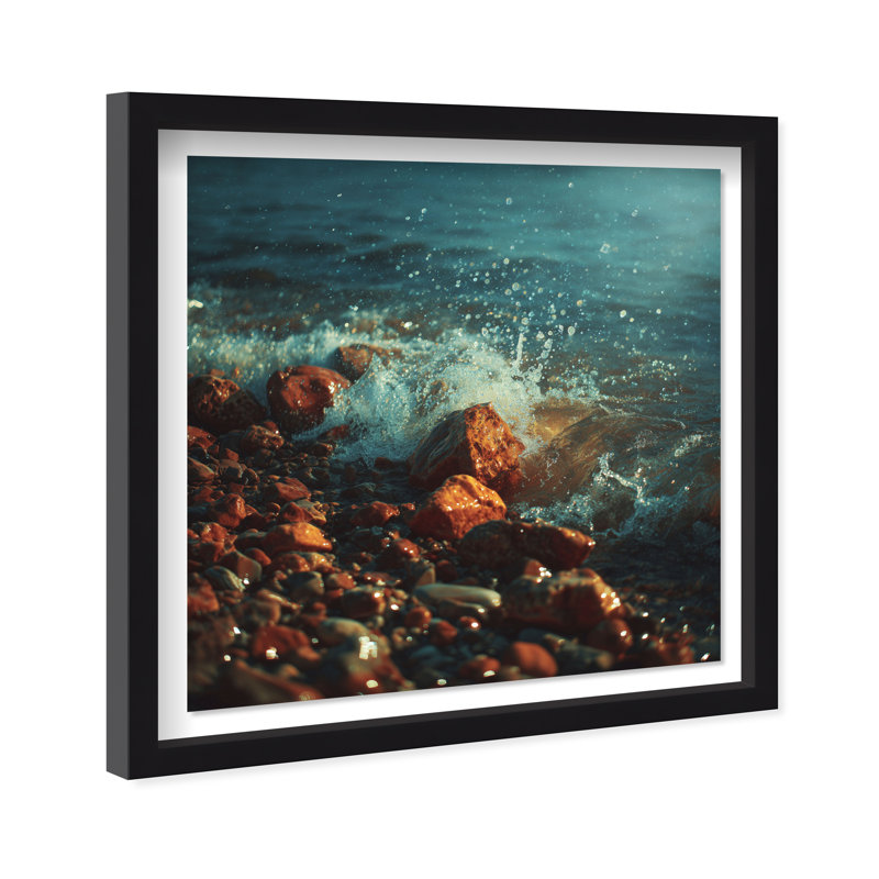 Estampe Golden Wave Shadowbox Paysage et Nature par Oliver Gal, H 13,5 po x l 13,5 po, Cadre noir