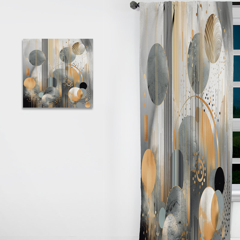 Laisha - Abstract Shapes And Lines II - Modern Curtain - Velvet Room Darkening - 1 panel, 52" W x 63" L