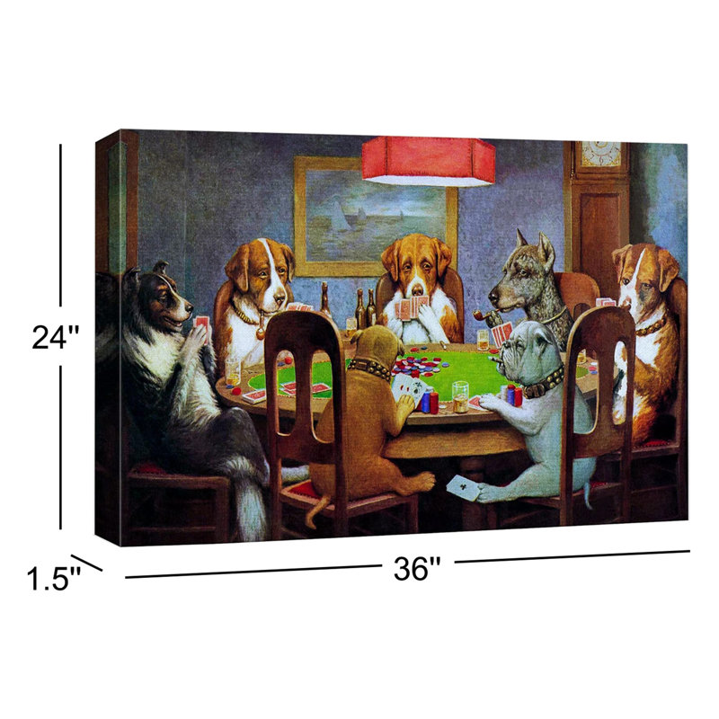 «Pokers Dogs (or Dogs jouer aux cartes)» par C Midge - reproduction sur toile tendue