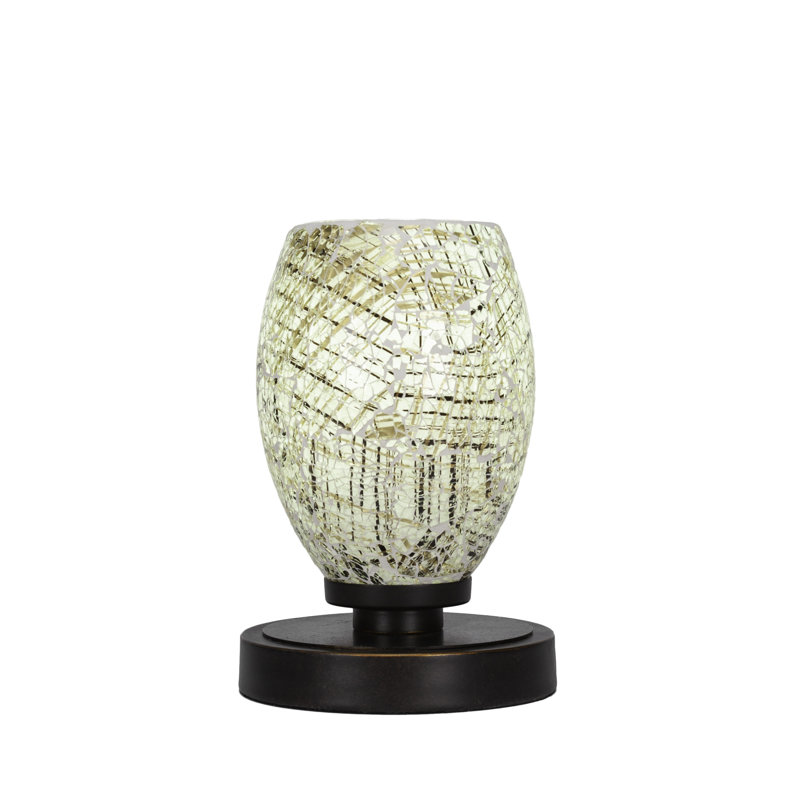 Lampe d'appoint Lannah montrée en finition granit foncé avec verre de fusion naturel de 5 po