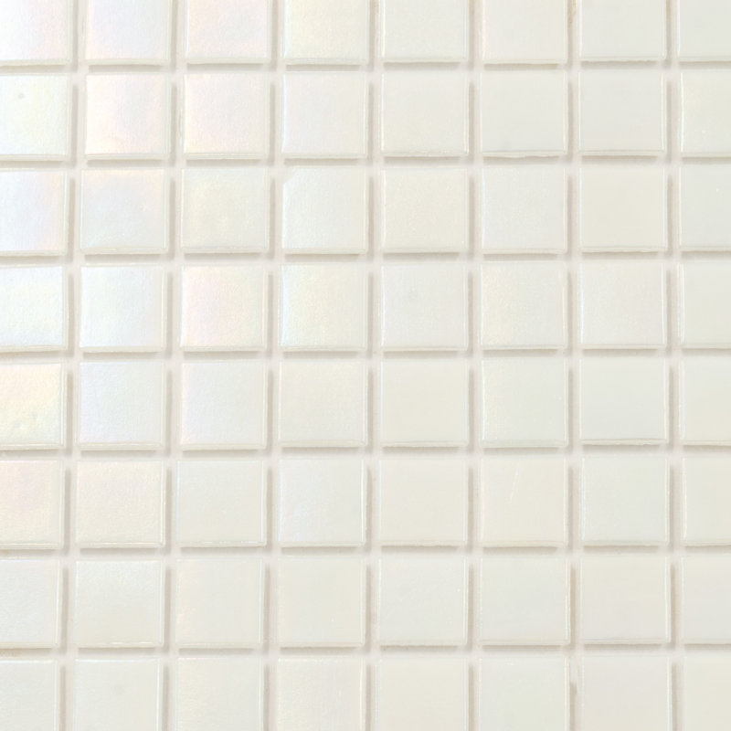 Nacreous Glass Mosaic Grid Wall & Floor Tile , Cotton White