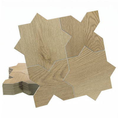 Dalles de sol autocollantes SPC à motif croix et étoile 9,76 po x 9,76 po x 4 mm, revêtement de sol en vinyle de luxe