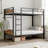 Twin Over Twin Bunk Bed, Heavy Duty Metal Bed With Ladder and Full-length Guardrail, Under-bed Storage Space, No Box Spring Needed, Noise Free-1114976460