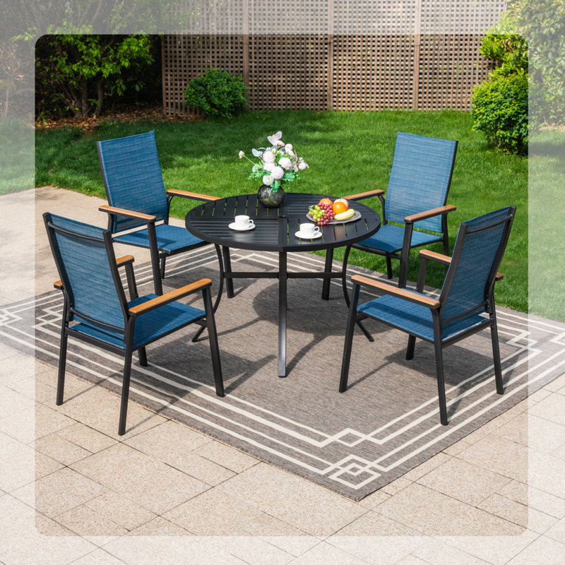 Stacking Patio Dining Armchair, Blue