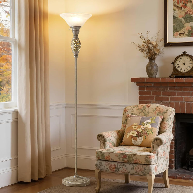 70" Floor Lamps For Living Room With Nightlight, Torchiere Floor Lamps Standing Lamp With Glass Shade, For Home, Bedroom, Office, Corner,Bulb Included