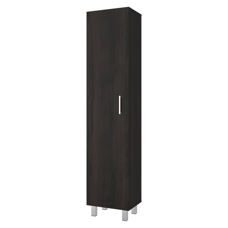 Stained Walnut Laundry Cabinet, Fixed Shelving, Narrow Design, 12.2 Inches Deep 70.9 High, Stained Walnut