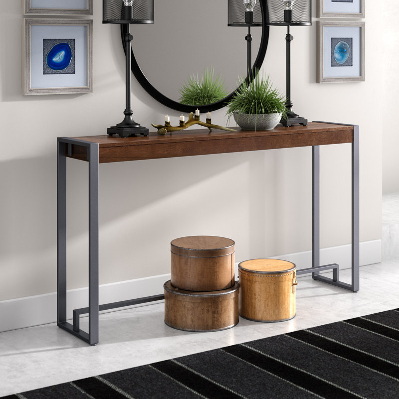 Danille 54'' Console Table, Dark Tobacco / Gunmetal