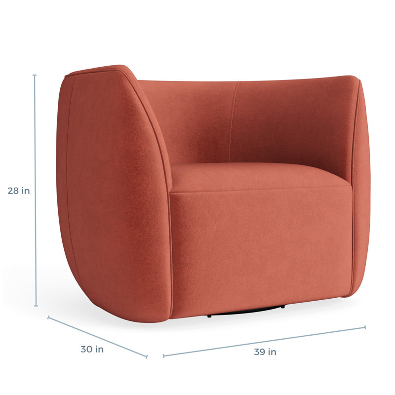 MTO - Council Swivel Lounge Chair, Tomato Velvet