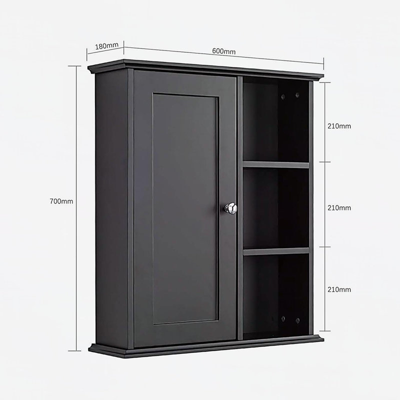 23.6"Bathroom Wall Cabinet, Black