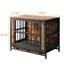 Cage décorative moyenne pour chien avec plateau coulissant et 2 portes coulissantes, coussin de porte en fer brun rustique de 32,8 po d'épaisseur, pour chiens de taille moyenne / petite-718816379