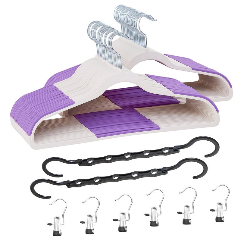 Cintres Meaha, cintres en plastique, antidérapant, peu encombrant, crochet pivotant, 50, Mauve