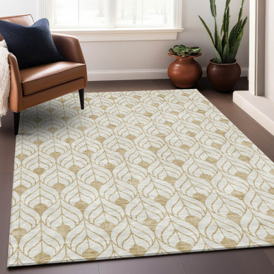 Premium Machine Washable Prisco Gold Rug