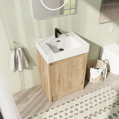 Jinane 23.67 " W Freestanding Standard 1 Single Vanity Bathroom Vanity With Resin Top