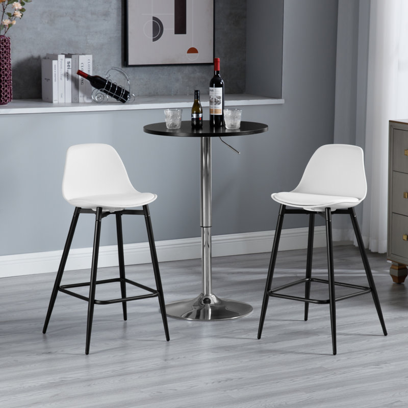 Counter Stool, 2, White Polypropylene