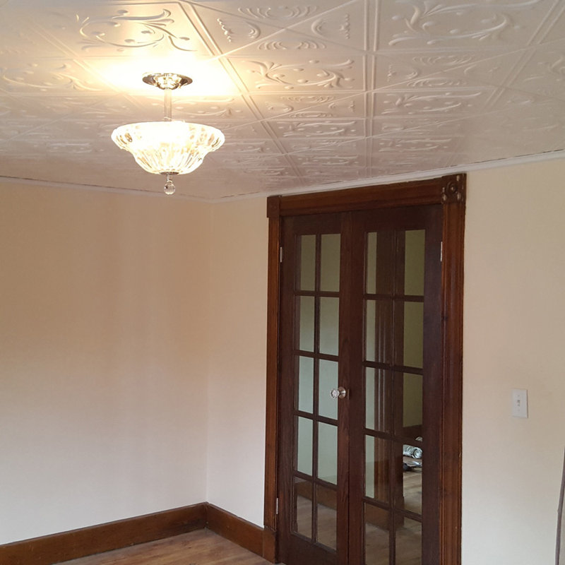 Carreau de plafond en polystyrène recouvert de diamant 1,6 pi x 1,6 pi Diamond Wreath, Blanc uni (non peint)