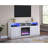 70"W White Walnut Fireplace Console Tv Stand With Heater, Multiple Flame And Led Color Choices, 3 Open Shelves 2 Cabinets 70 - 69 Inch Settings,