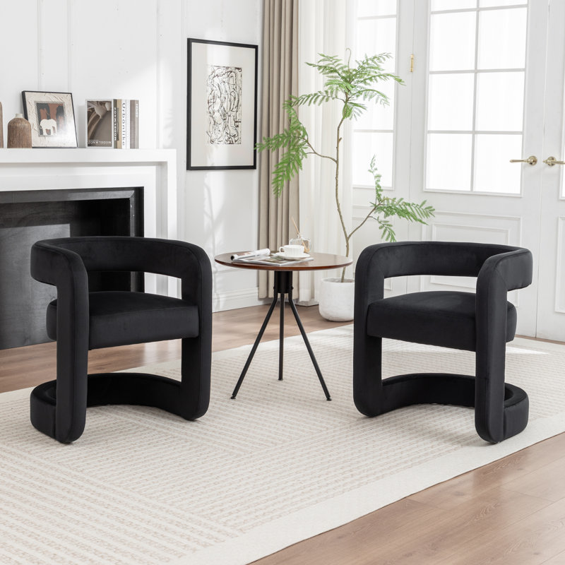 Kirsi Velvet Dining Chair（Set of 2）, Black