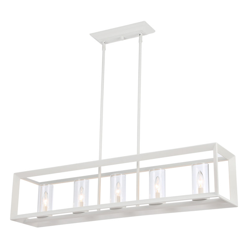 Averee 5 - Light Dimmable Linear Chandelier, Clear Glass, Natural White