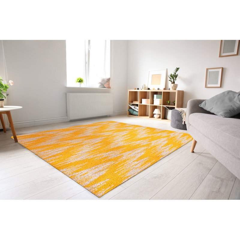 Tapis décoratif jaune Touffeté à chevrons Warwick, Rectangle 6 pi x 8 pi