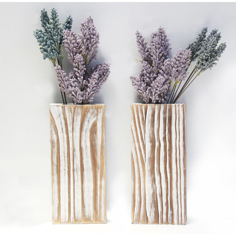 Vase mural en bois Watervliet, Blanc