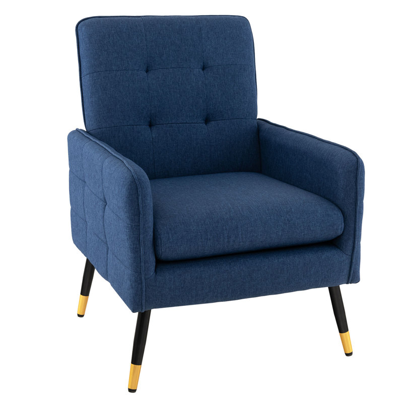Fauteuil de 28,5 po de largeur, Tissu en lin bleu