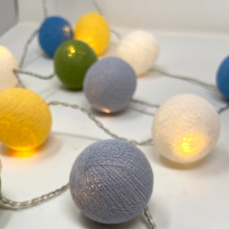 Misti LED Cotton Ball String Light, 10 Lamps - 5 Metre Long