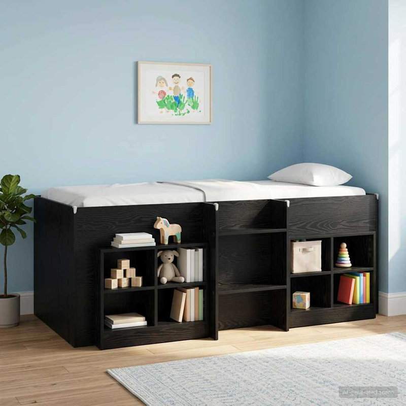 66 cm W Bedside Table, Black Oak