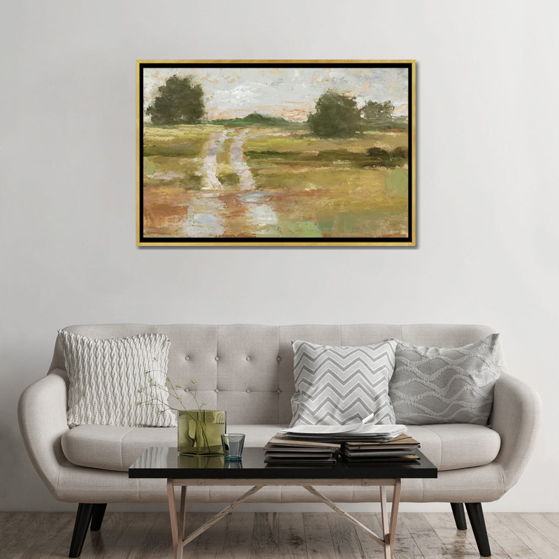 « Back Country Road II » par Ethan Harper, reproduction d’art, Toile encadrée d'or, H 32 po x l 48 po x 1,5 po, Pas de tapis
