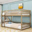 Wood Queen Over Queen Bunk Bed With Ladder And Guardrails, Splitable Into 2 Beds-759382946