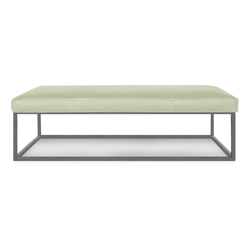 Morgan Leather Ottoman, White (Dreamer), Stainless Steel