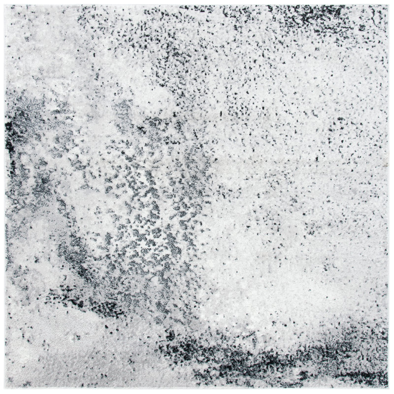 Tapis gris à motif abstrait Hindsboro, Carré 6 pi 7 po