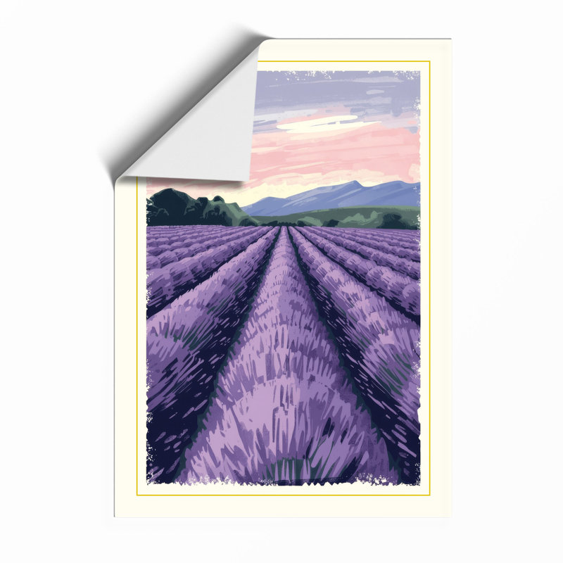 Lavender Field At Dusk Botanical - Print, Unframed, A1 - 84.1 x 59.4 cm