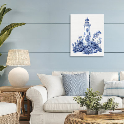 Toile Patterned Lighthouse Canvas, design by Lettered and Lined