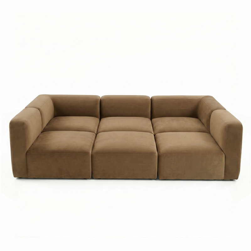 Canapé modulaire surdimensionné en velours Modular Performance, Velours brun clair