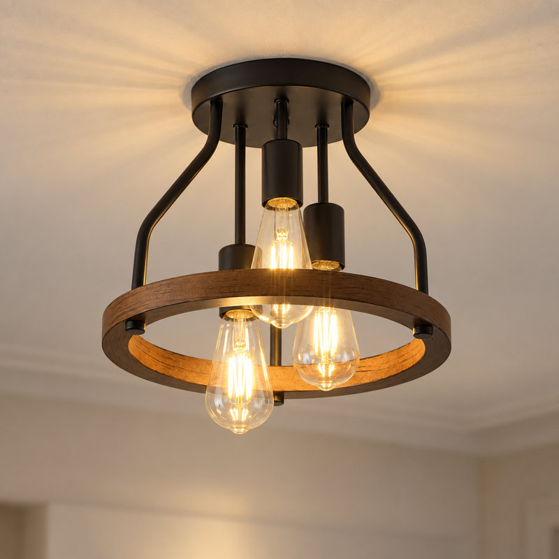 3-Light Modern Design Semi-Flush Mount Light Fixture