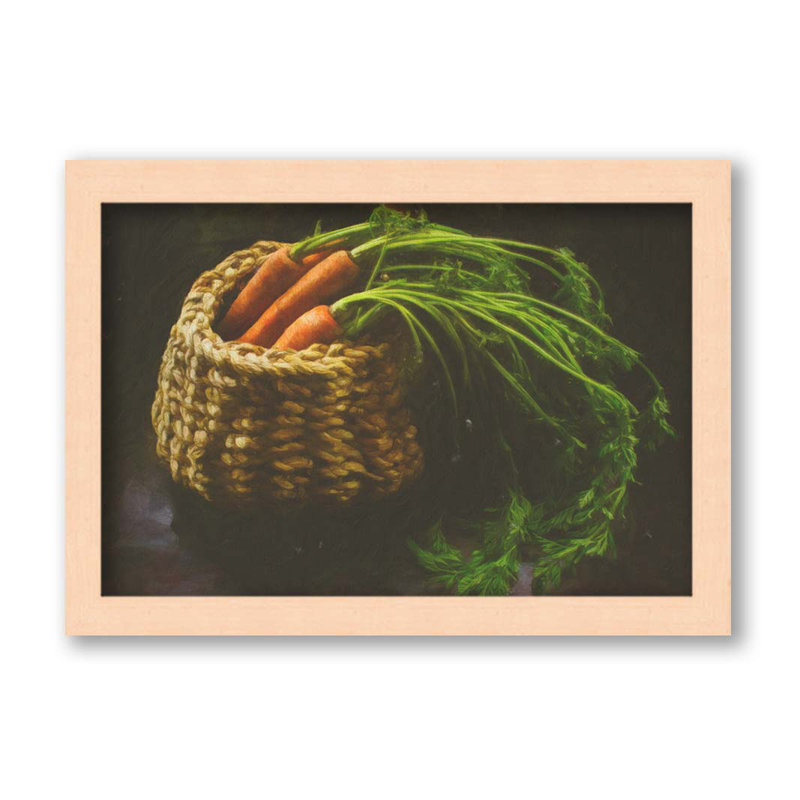 Carrot Basket by Hal Halli. Paper Print - Mounted & Framed with Clear Acrylic, 34'' H x 49'' W