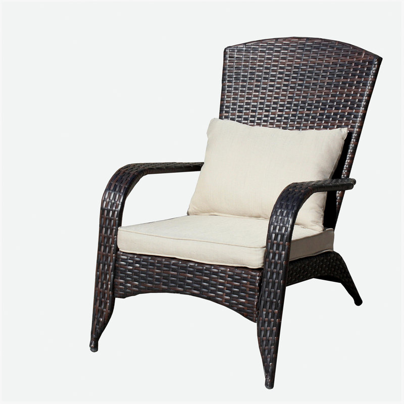 Chaise de patio rembourrée, Brun, Beige