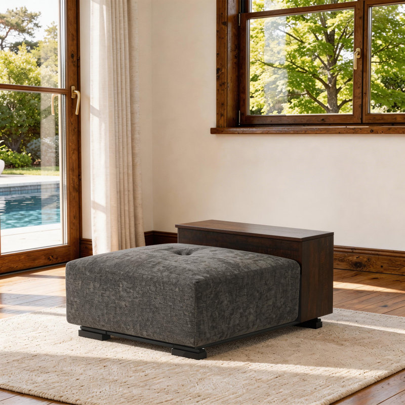 Chaise rembourrée sans accoudoirs en chenille, Dark Grey