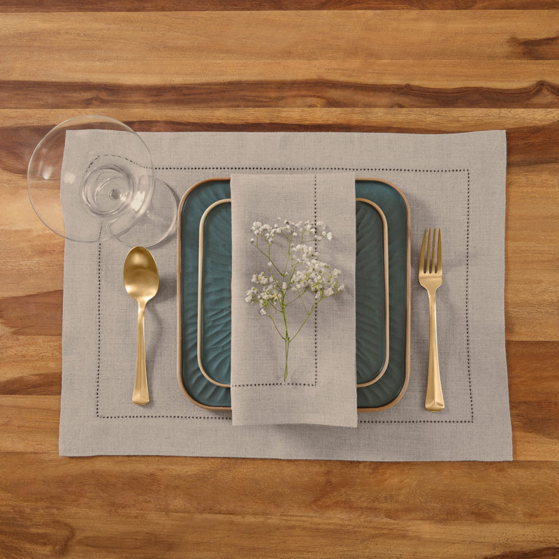 Medium Weight Hemstitch - 100% Pure Linen Dinner Napkins, Natural