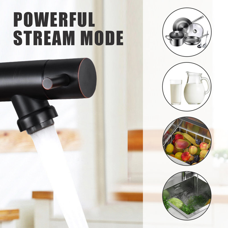 Pull-Down Spray Kitchen Faucet, High Arch Spring, Stainless Steel Single Handle Kitchen Faucet With Spray Head.