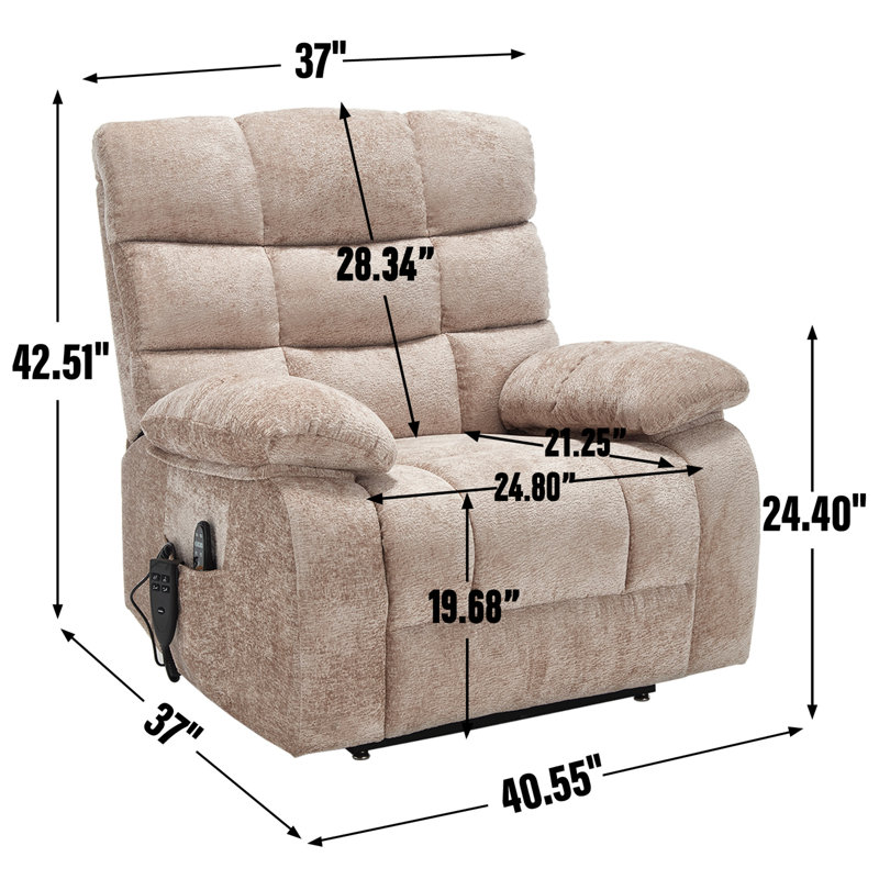 Dual Motor Infinite Position Electric Power Lift Recliner Chair with Power-Remote & Heat Massage, Medium-firm and Heavy Duty