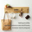 Tablette avec crochets de rangement en bois