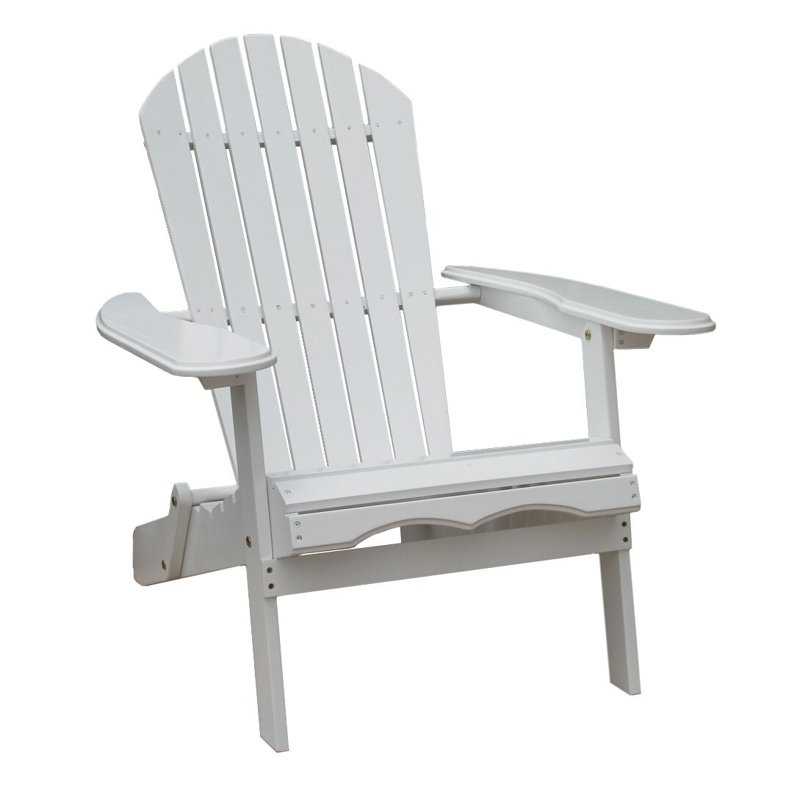 Foldable Outdoor Adirondack Chair With Table, White