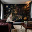 Papier peint nature morte botanique, fresque murale jardin au clair de lune.-516828881-516828885