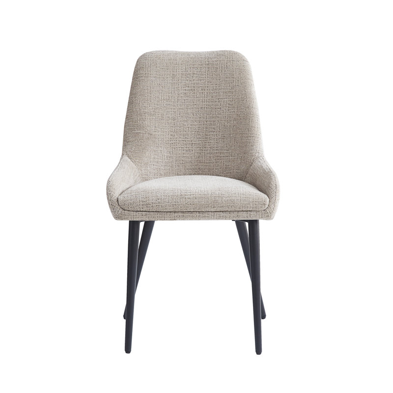 Cheney 49cm H Polyester Blend Upholstered Metal Full Back Side Chair, Beige