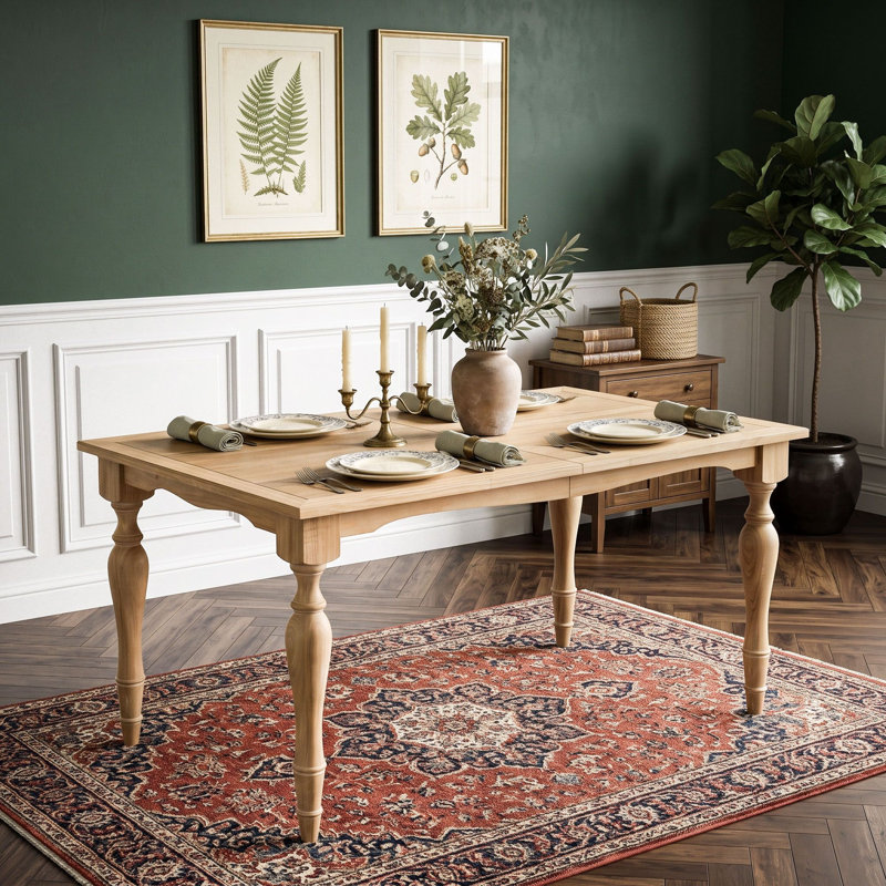 Extendable Rectangular Dining Table with Removable Leaf